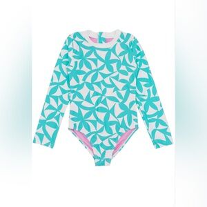Turquoise and White Kids Swim Rashguard